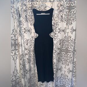 Abercrombie & Fitch Black Ribbed Knit Cutout Sweater Dress